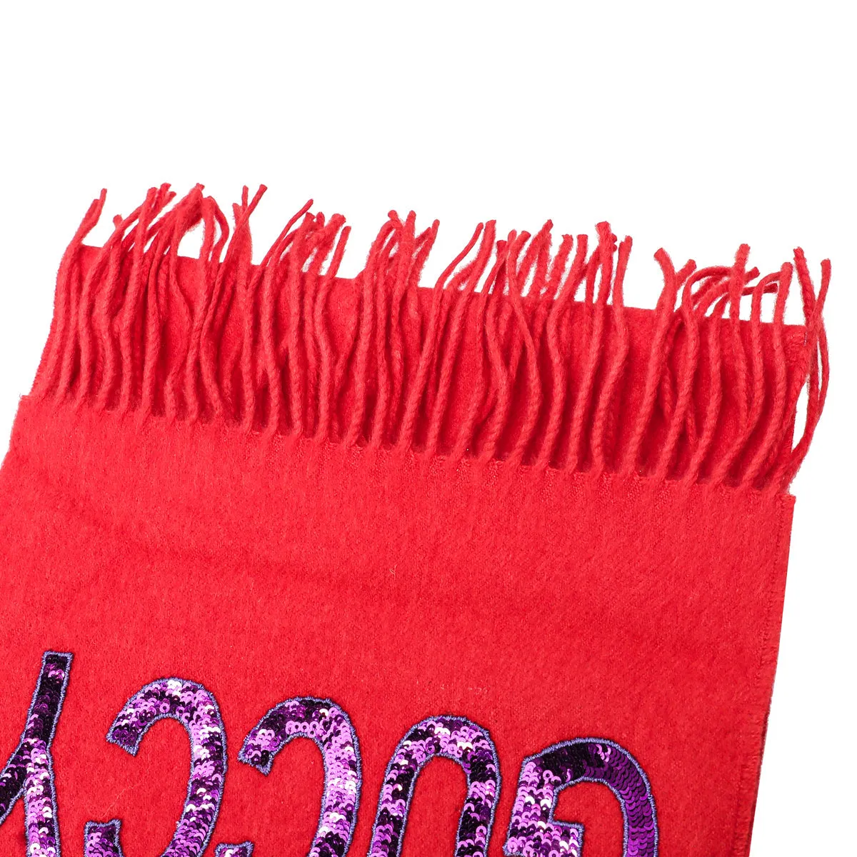 Gucci Red Sequin Guccify Fringe Scarf