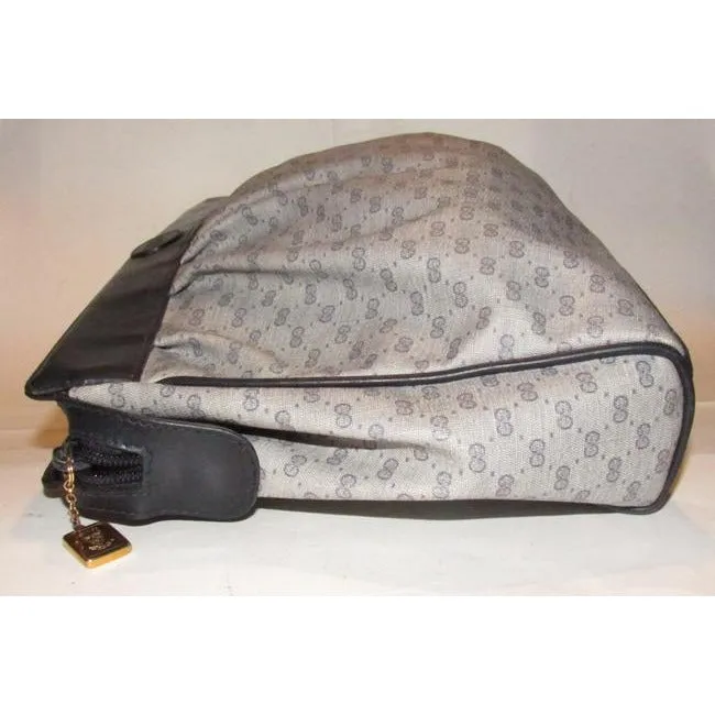 Gucci Vintage Blue Micro Guccissima Print Coated Canvas And Navy Leather Clutch