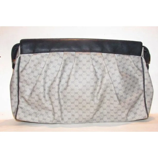 Gucci Vintage Blue Micro Guccissima Print Coated Canvas And Navy Leather Clutch