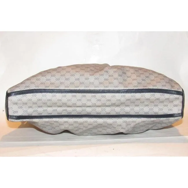 Gucci Vintage Blue Micro Guccissima Print Coated Canvas And Navy Leather Clutch
