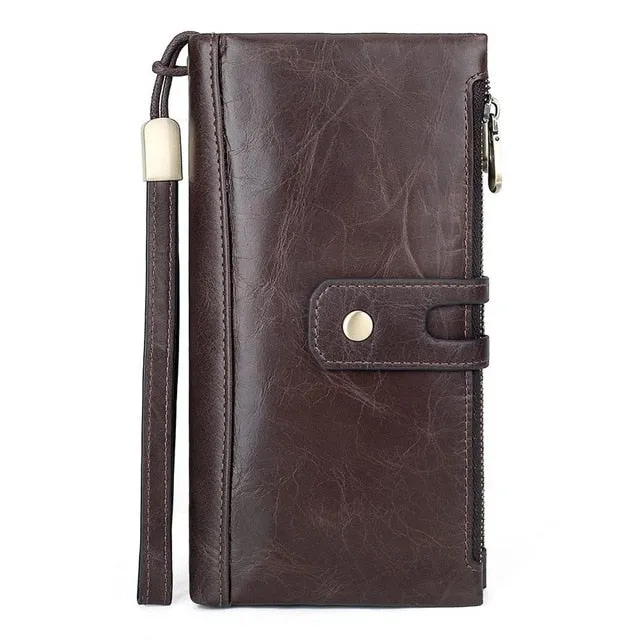 GZCZ Men Wallets Classic Long Style Card Holder Male Purse Quality Zipper Large Capacity Big Brand Luxury Leather Wallet