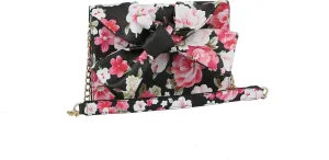 Handbag Republic Ribbon Bow Tie Shaped Clutch Crossbody Purses Sling Bags for Women Trendy - Black
