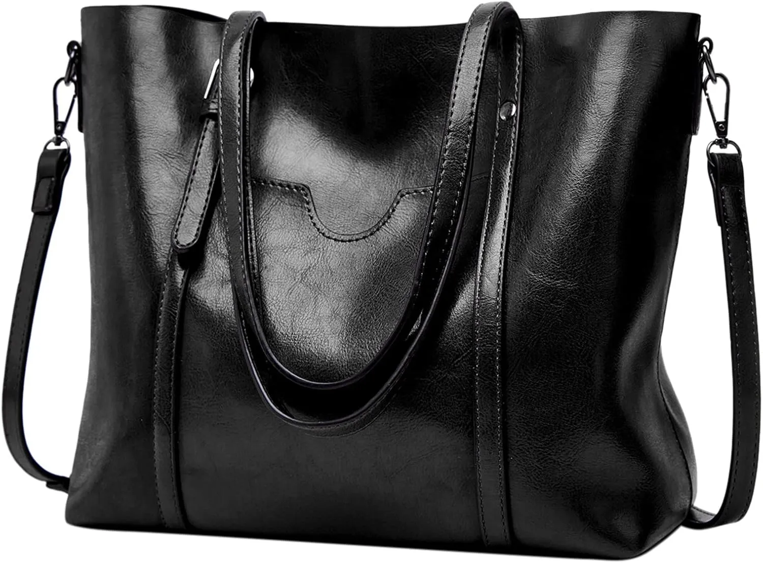Handbags For Women Large Designer Ladies Bag Pocket Purse Leather Small Leather Satchel for Men (Black, One Size)