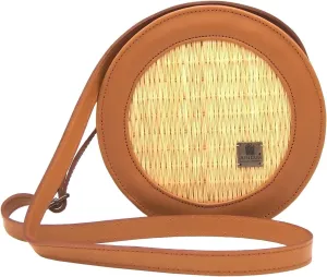Handmade Wicker Round Straw Basket Crossbody Bag for Women Made in Portugal