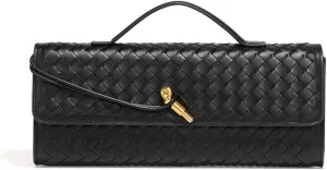 Handmade Woven Evening Bag for Women Casual Clutch Purse Leather Shoulder Handbag Fashion Crossbody Bag