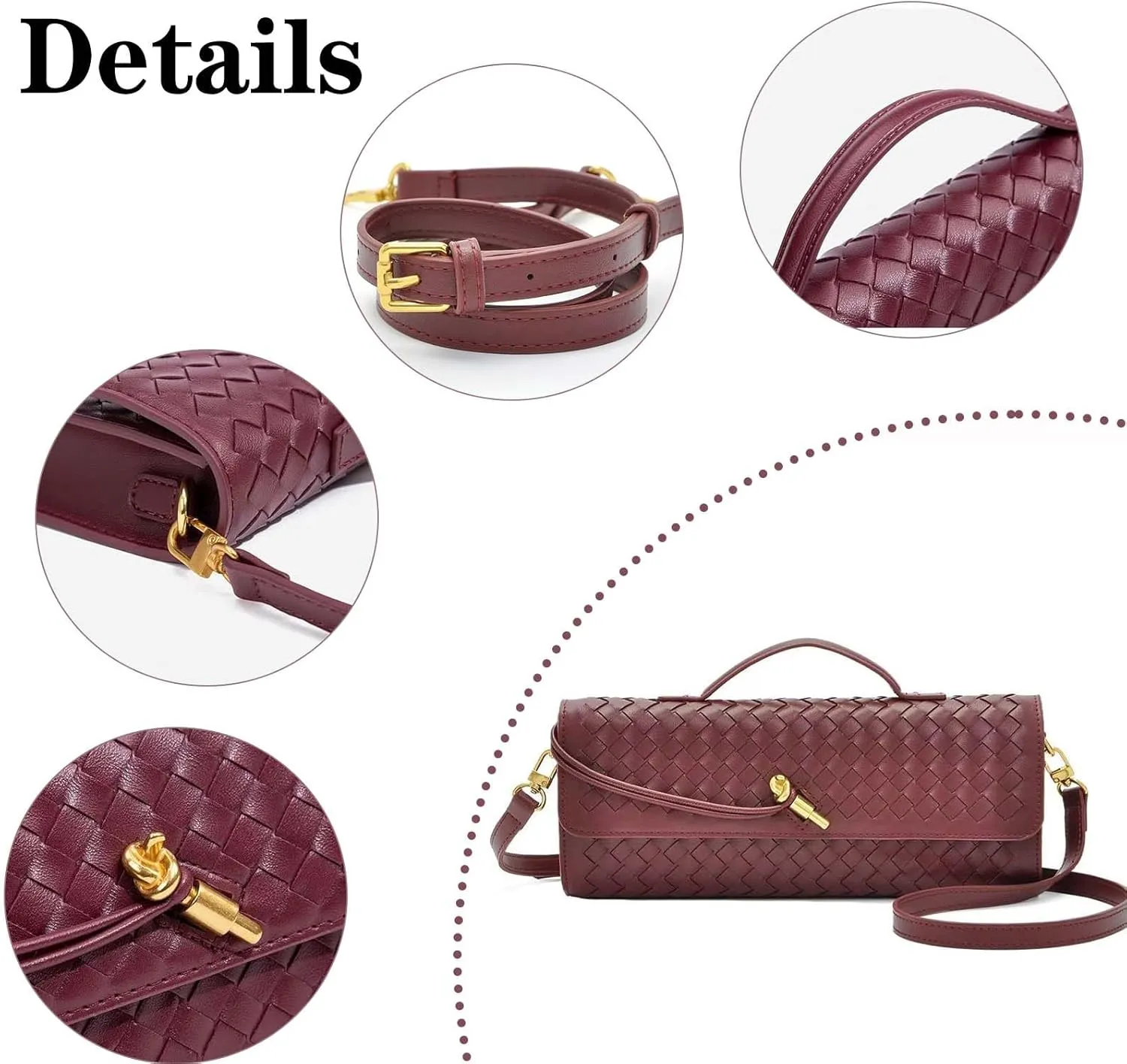 Handmade Woven Evening Bag for Women Casual Clutch Purse Leather Shoulder Handbag Fashion Crossbody Bag
