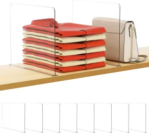 HBlife 8 PCS Adhesive Shelf Dividers for Closet Organization, Fit Wood Shelf Separators for Bedroom and Kitchen for Sweater, Shirts, Handbags