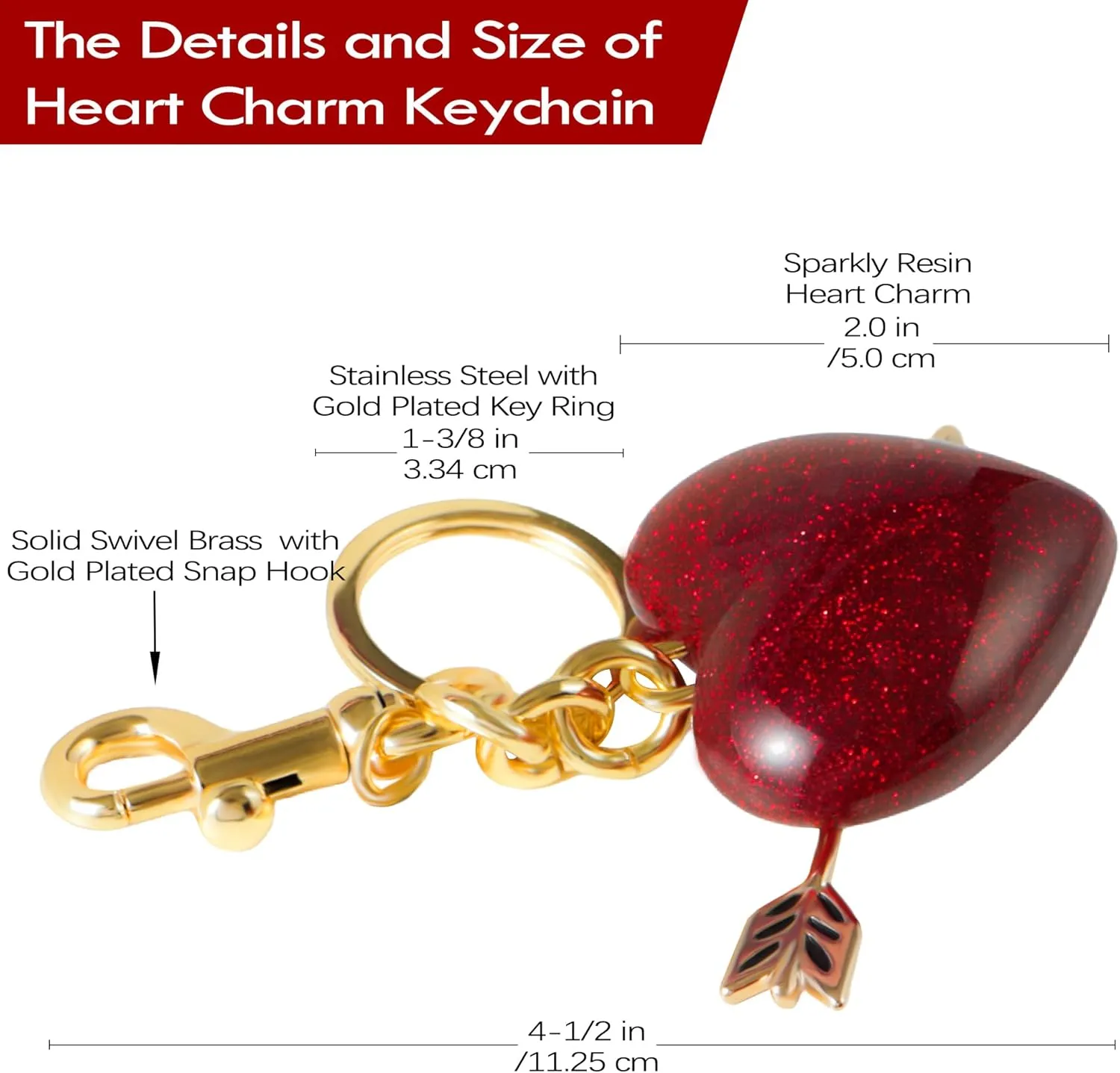 Heart with Arrow Bag Charm, Resin Heart Keychain Bag Accessories for Women