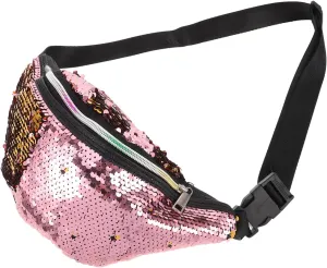 HEMOTON Mermaid Sequin Adjustable Fanny Pack for Shiny Glitter Waist Bag Stylish Functional Sports Purse for Travel Everyday Wear
