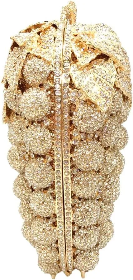 Hollow Carved Grape Rhinestone Evening Clutch Women Luxury Crystal Handbags Purses for Party and Wedding