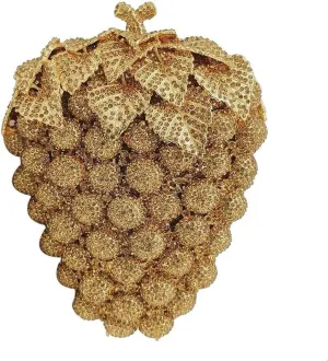 Hollow Carved Grape Rhinestone Evening Clutch Women Luxury Crystal Handbags Purses for Party and Wedding