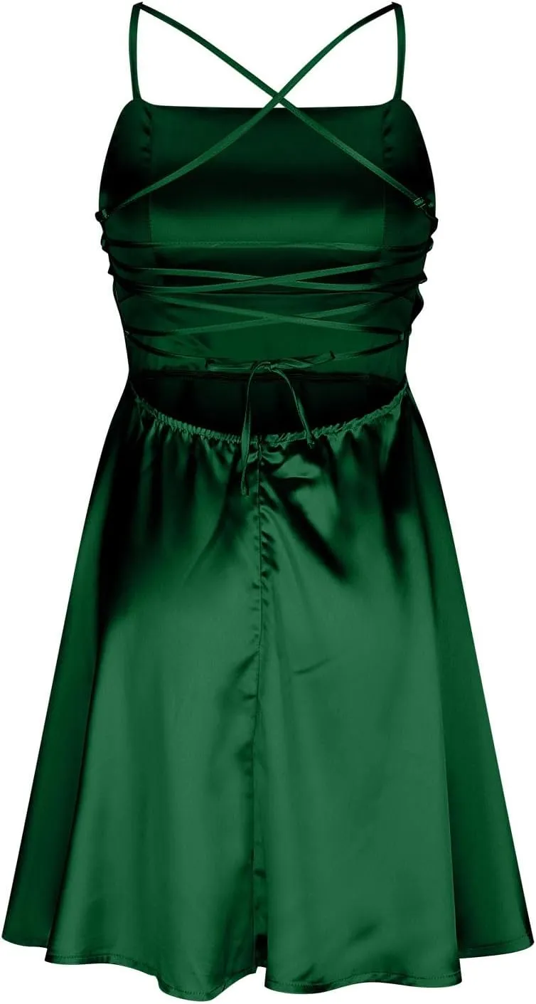 Homecoming Dresses 2024 Square Neck Spaghetti Strap Satin Cocktail Dress Summer A Line Short Corset Dress Mini Dress