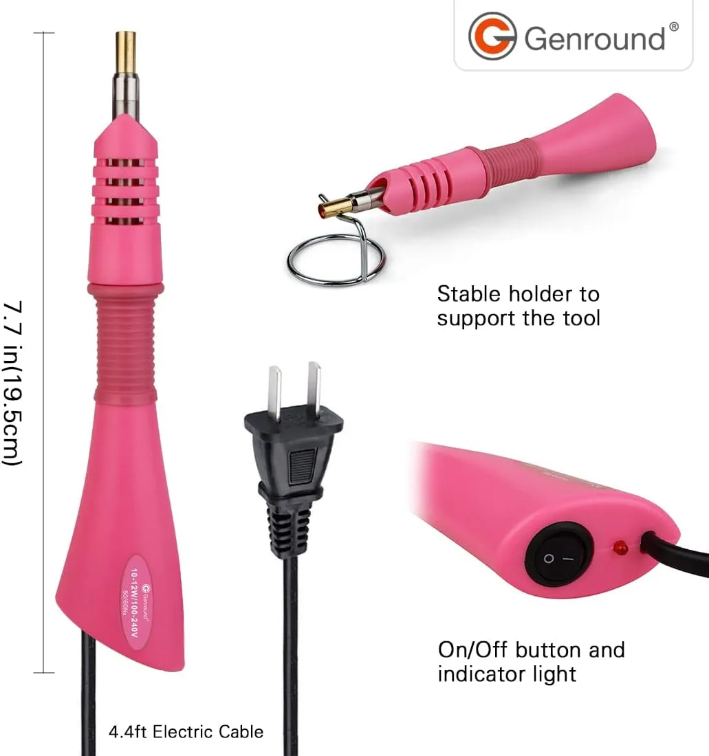 Hotfix Rhinestone Applicator, Genround Iron-on Hotfix Applicator Tool Wand Tool Set with 2 Boxes of Flat Back Gems Round Crystal Rhinestones/Storage Box/Tweezer/Gems Picking Pen for Clothes Shoes Card