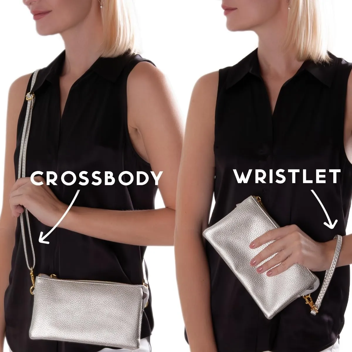 Humble Chic NY Vegan Leather Wristlet Purse for Women - Small Clutch Purse with Shoulder and Wrist Straps