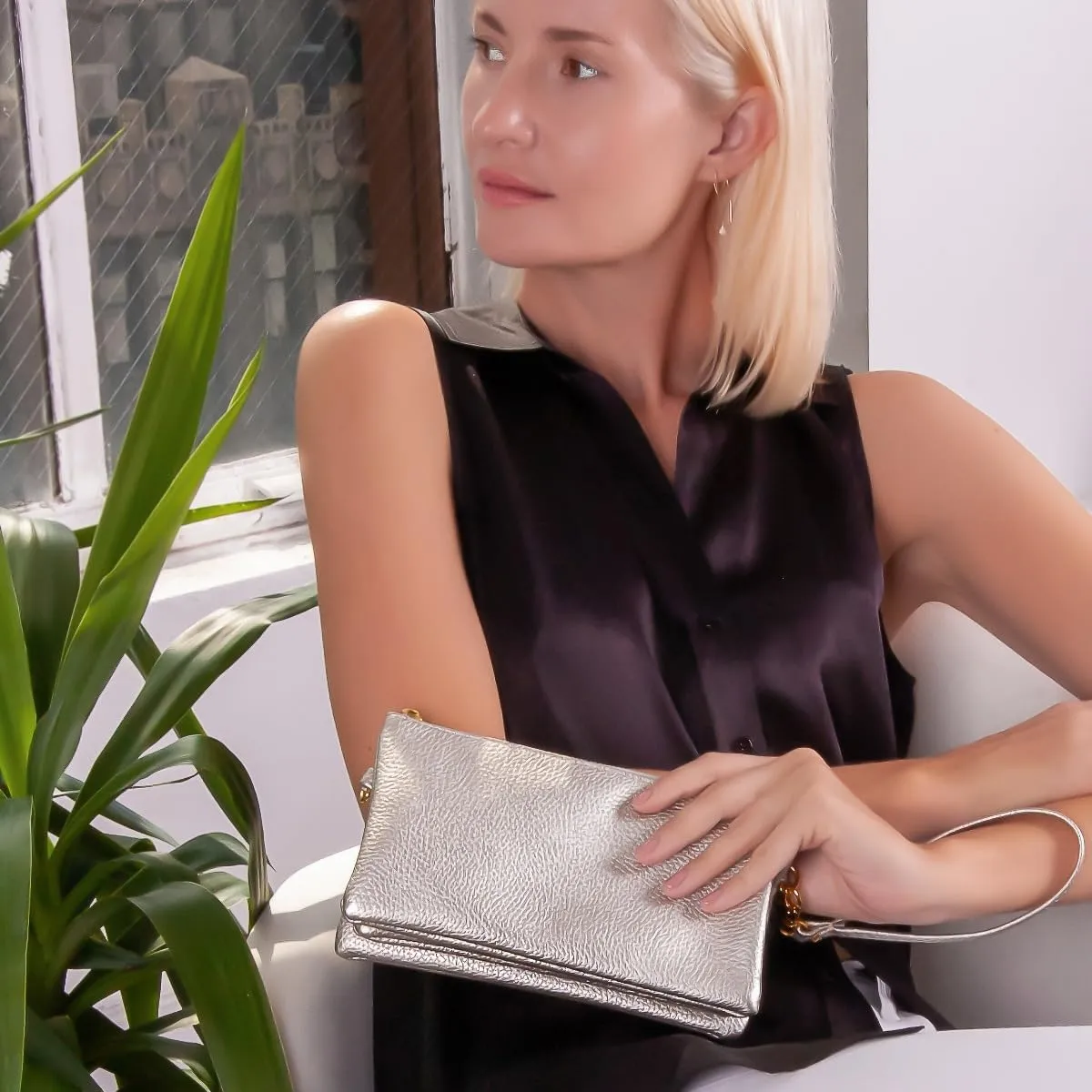 Humble Chic NY Vegan Leather Wristlet Purse for Women - Small Clutch Purse with Shoulder and Wrist Straps