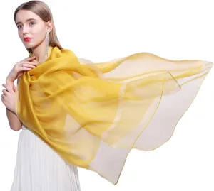 HURESON Lightweight Silk Scarf Shawl Elegant Soft Shawls and Wraps for Evening Dresses Yellow glitter Scarves for Women for All Seasons