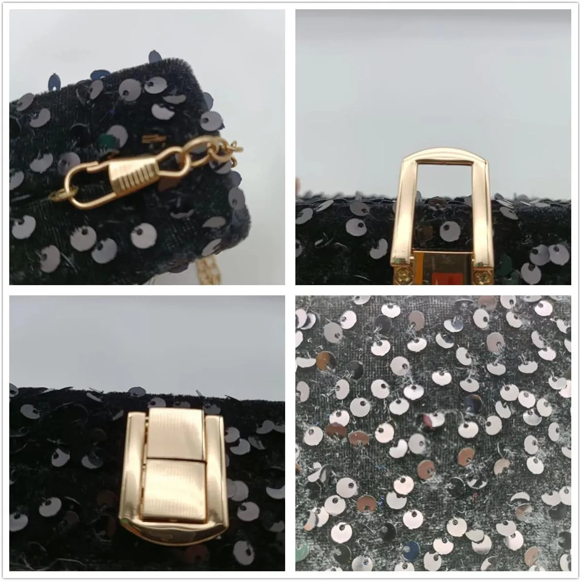 IAMUHI Small Sequins Clutch Purse Top Handle Evening Handbag Mini Square Shoulder Crossbody Bag