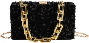IAMUHI Small Sequins Clutch Purse Top Handle Evening Handbag Mini Square Shoulder Crossbody Bag