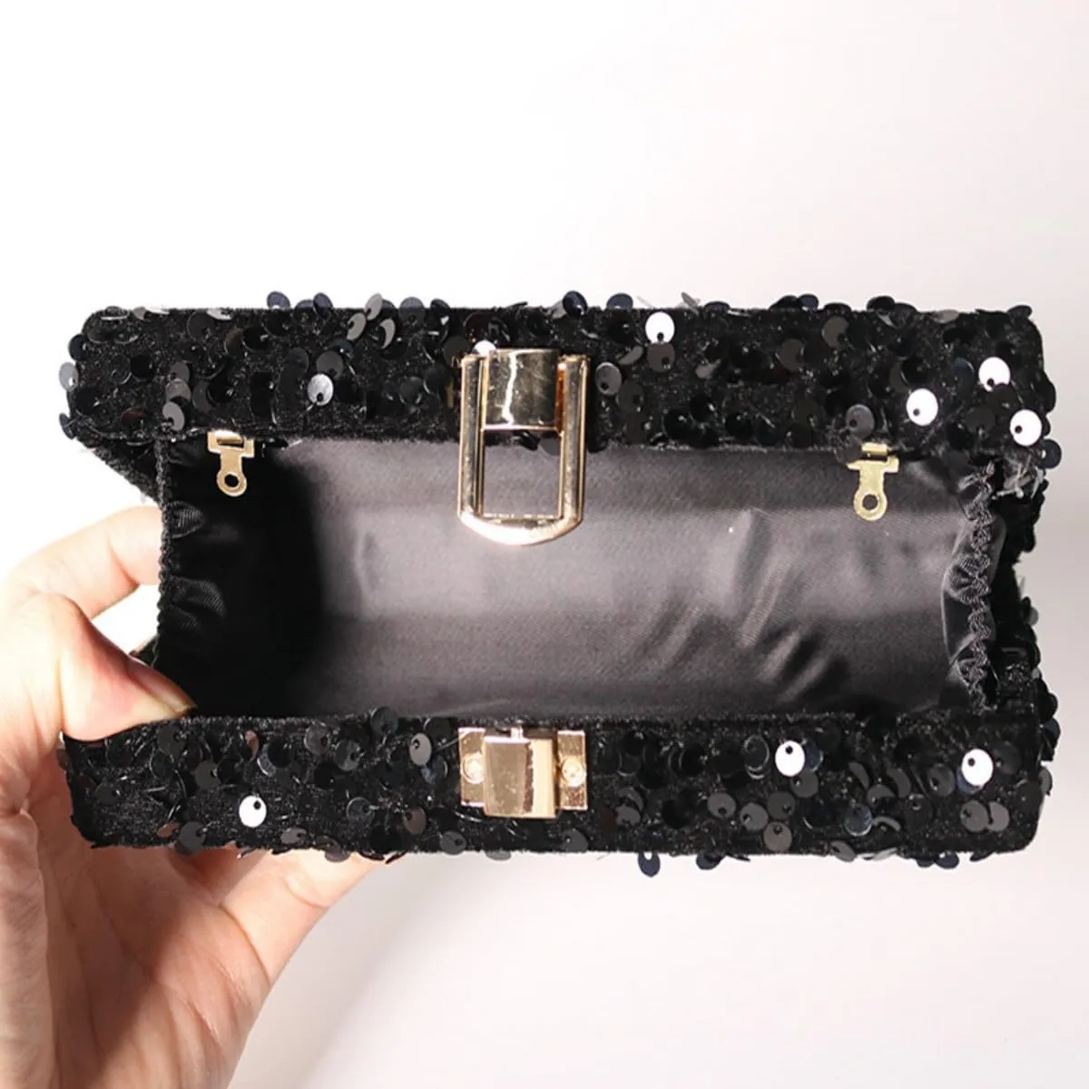 IAMUHI Small Sequins Clutch Purse Top Handle Evening Handbag Mini Square Shoulder Crossbody Bag