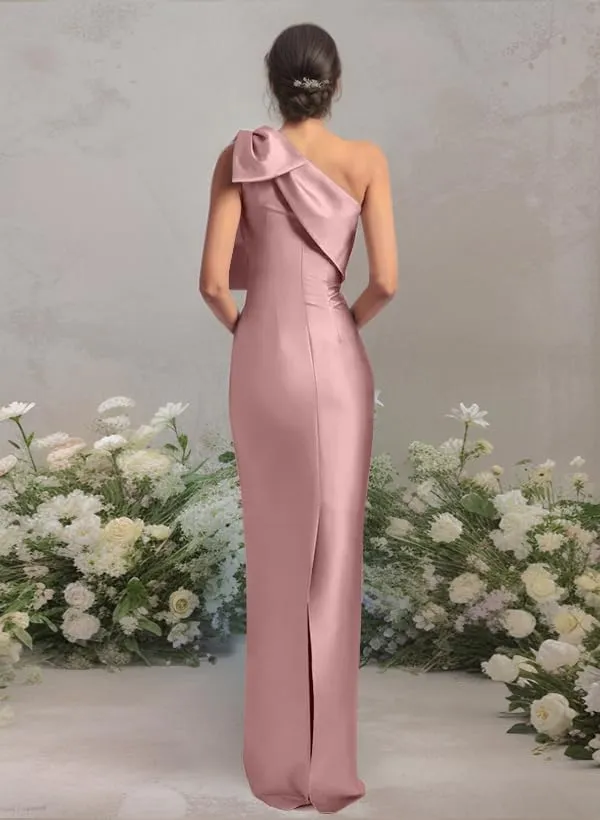 IIF One Shoulder Bow Prom Dress for Women Mermaid Satin Formal Dresses Long Bodycon Evening Cocktail Gowns IIF043