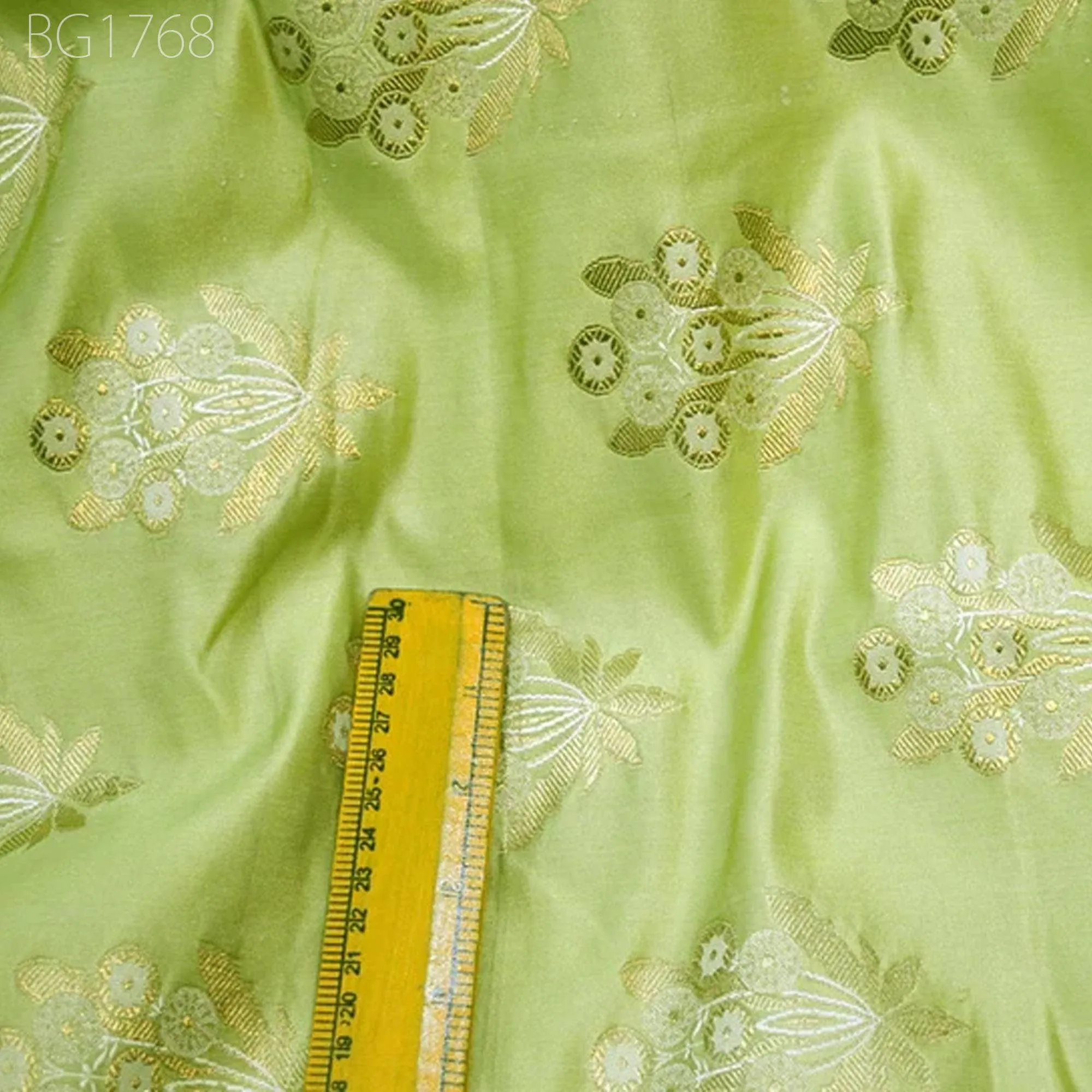 Indian Apple Green Banarasi blended Brocade Fabric by Yard Banaras Brocade Wedding Dress fabric Sewing Crafting Costumes Bridesmaid Skirt