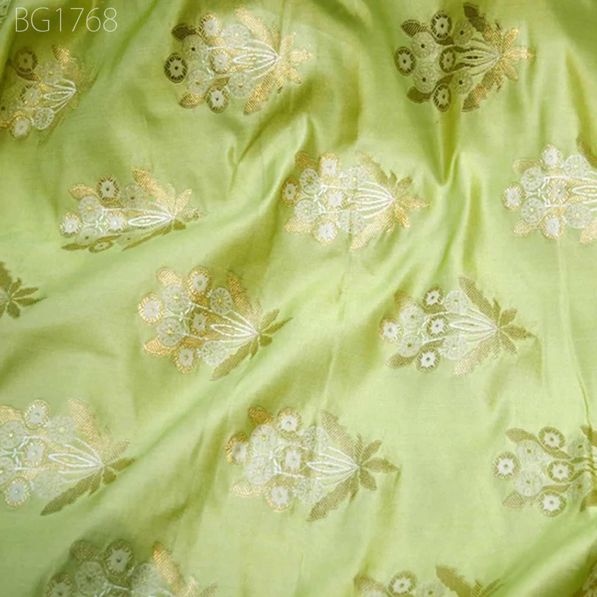 Indian Apple Green Banarasi blended Brocade Fabric by Yard Banaras Brocade Wedding Dress fabric Sewing Crafting Costumes Bridesmaid Skirt