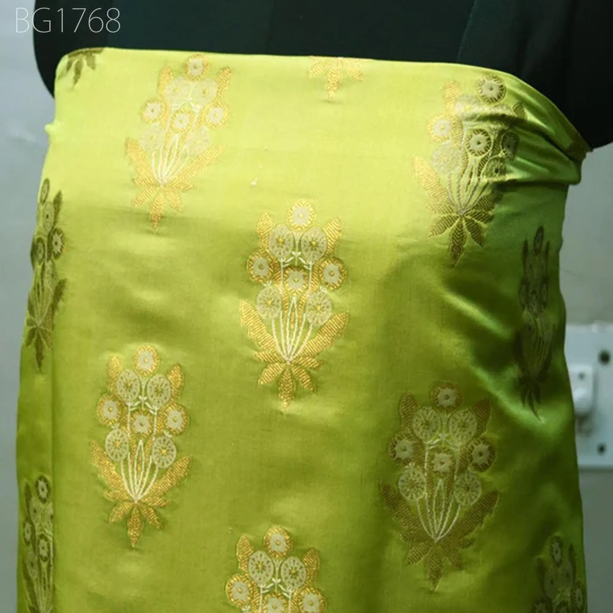 Indian Apple Green Banarasi blended Brocade Fabric by Yard Banaras Brocade Wedding Dress fabric Sewing Crafting Costumes Bridesmaid Skirt