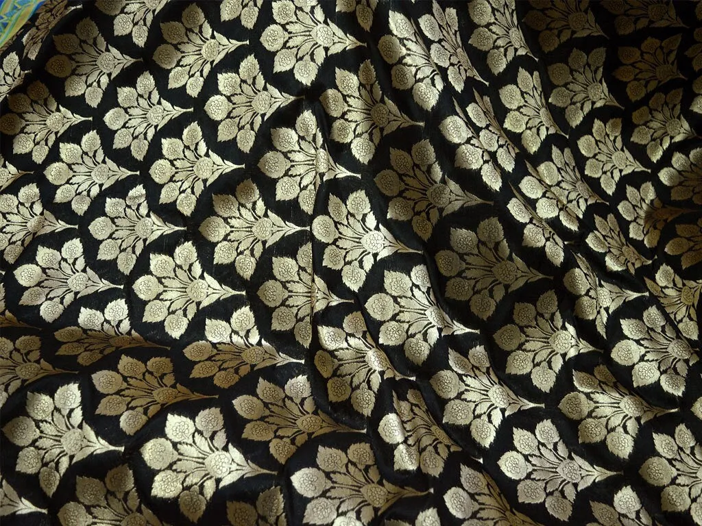 Indian Black Brocade Fabric by the Yard Wedding Dress fabric Banarasi Brocade for Lengha Banaras Bridesmaid Lehenga Blouses Jacket Fabric