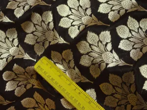 Indian Black Brocade Fabric by the Yard Wedding Dress fabric Banarasi Brocade for Lengha Banaras Bridesmaid Lehenga Blouses Jacket Fabric