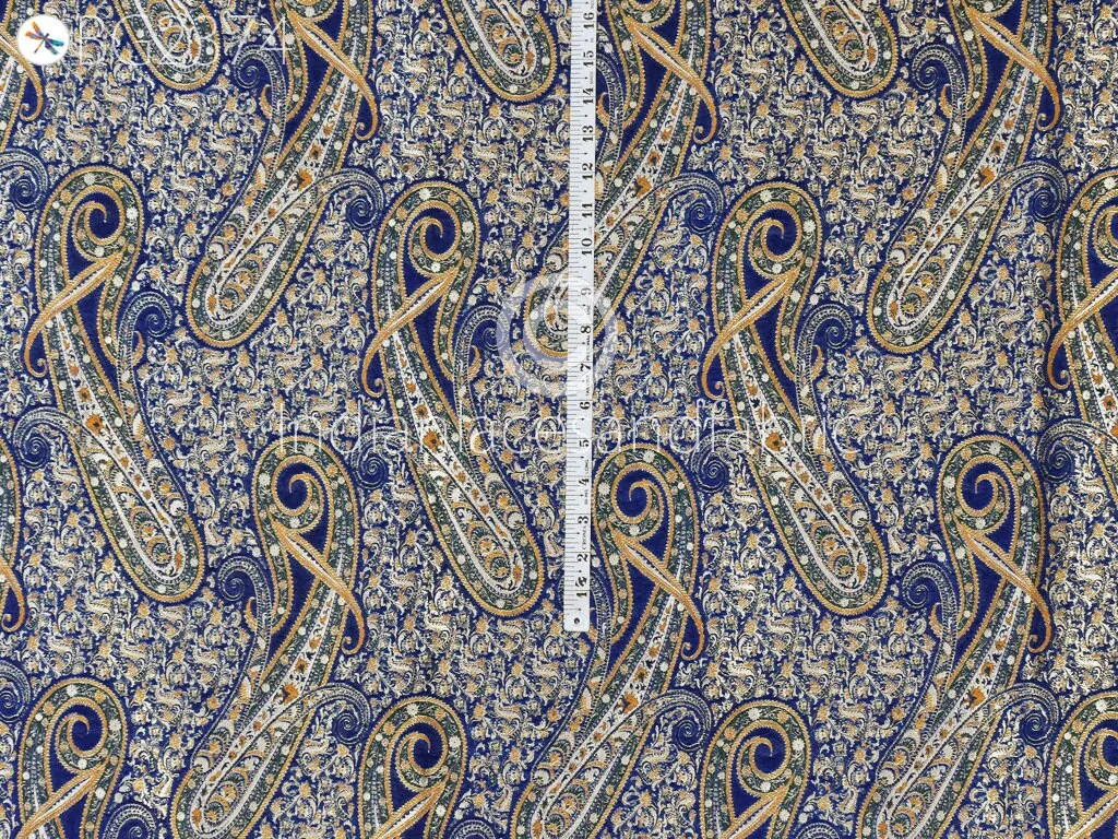 Indian Blue Brocade by the Yard Banarasi Wedding Dresses Material Sewing Lehenga Skirt Men Vests Jackets Costumes Curtain Upholstery craft