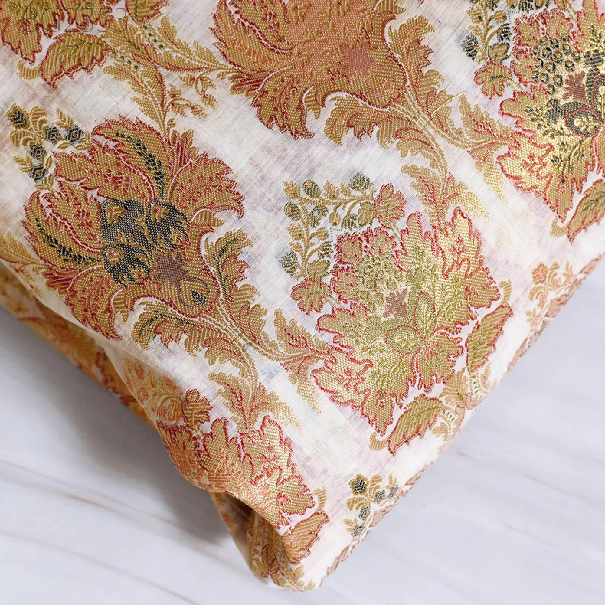Indian Brocade Fabric By The Yard Banarasi Chanderi Silk Bridal Lehenga Cushion Cover Home Decor Table Runner Sewing Costume Wedding Dress