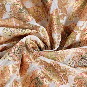 Indian Brocade Fabric By The Yard Banarasi Chanderi Silk Bridal Lehenga Cushion Cover Home Decor Table Runner Sewing Costume Wedding Dress