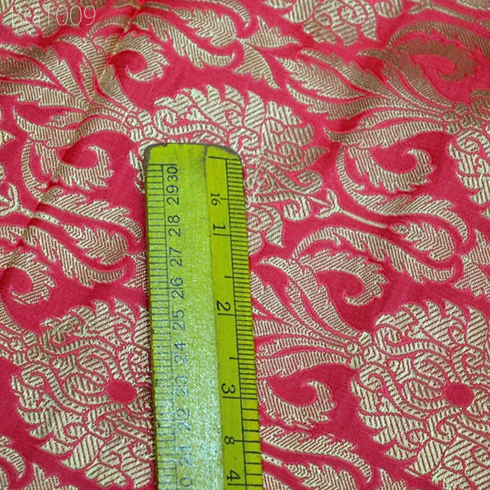 Indian Carrot Red Brocade Indian Banarasi  Fabric For Wedding Dress Kurta Jacket Tie Fabric Blended Silk by the Yard Fabric Sewing crafting