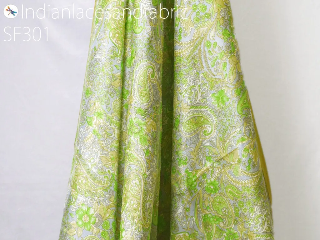 Indian Green Soft Pure Printed Silk Saree Fabric By The Yard Wedding Dresses Bridesmaid Party Costumes DIY Crafting Drapery Sari Sewing