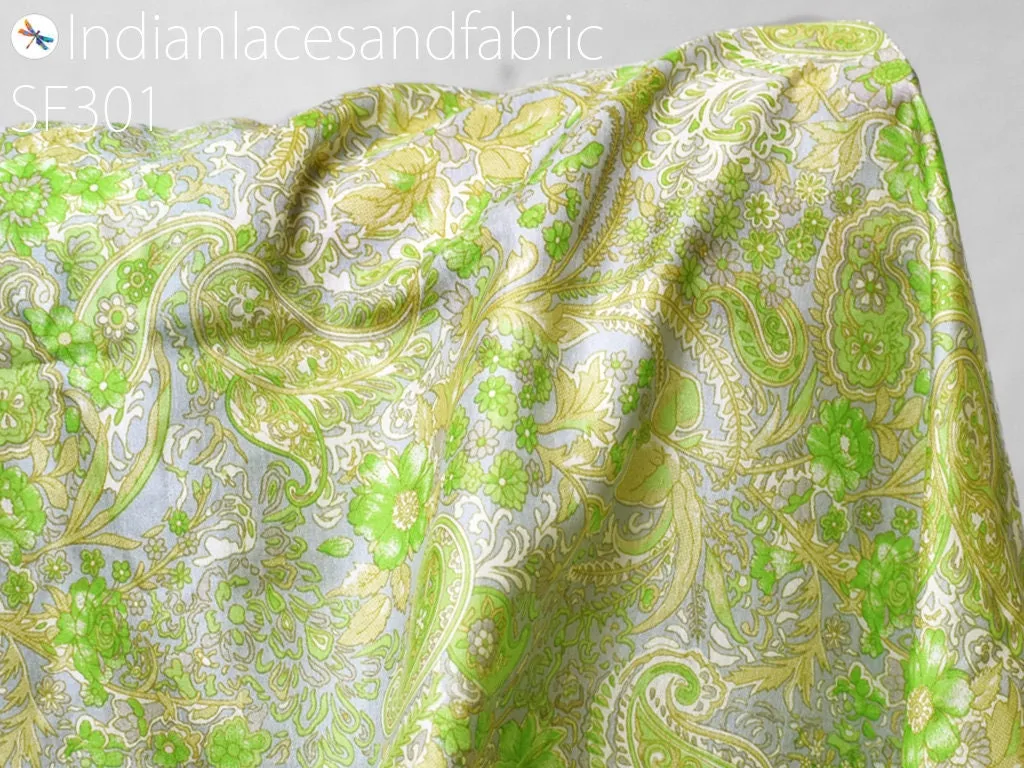 Indian Green Soft Pure Printed Silk Saree Fabric By The Yard Wedding Dresses Bridesmaid Party Costumes DIY Crafting Drapery Sari Sewing