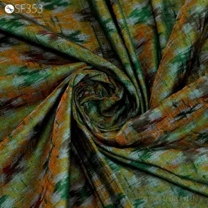 Indian Handwoven Green Pure Dupioni Ikat Silk fabric by the Yard Wedding Bridesmaid Prom Dress Crafting Sewing Cushion Drapery Upholstery
