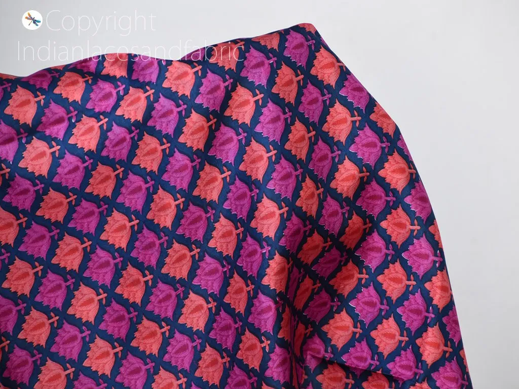 Indian Magenta Soft Pure Printed Silk Saree Fabric By The Yard Wedding Dresses Bridesmaid Party Costumes DIY Crafting Drapery Sari Sewing