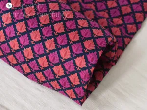 Indian Magenta Soft Pure Printed Silk Saree Fabric By The Yard Wedding Dresses Bridesmaid Party Costumes DIY Crafting Drapery Sari Sewing