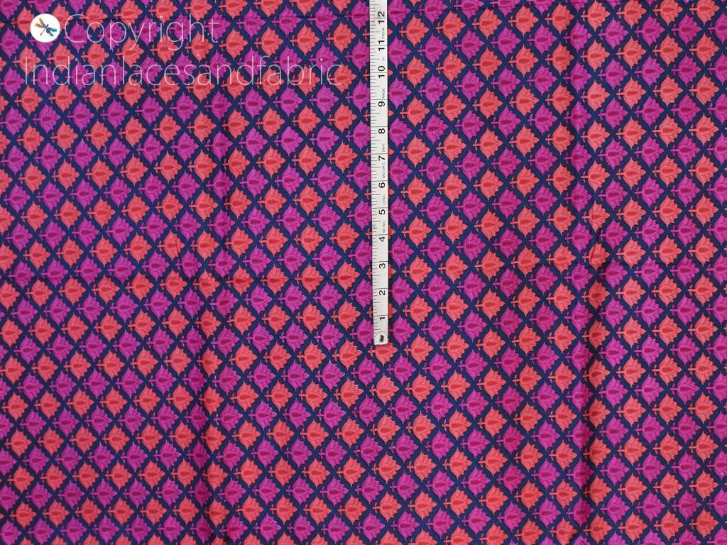 Indian Magenta Soft Pure Printed Silk Saree Fabric By The Yard Wedding Dresses Bridesmaid Party Costumes DIY Crafting Drapery Sari Sewing