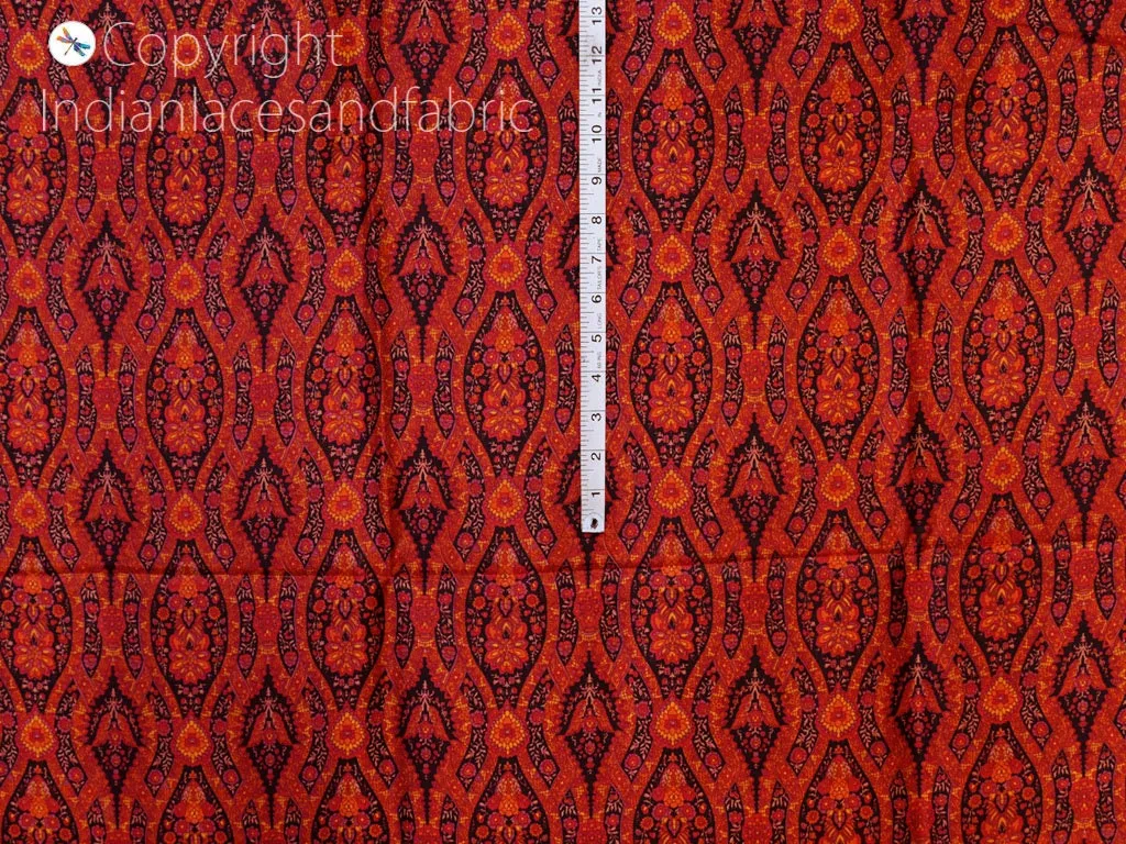 Indian Maroon Soft Pure Printed Silk Saree Fabric By The Yard Wedding Dresses Bridesmaid Party Costumes DIY Crafting Drapery Sari Sewing