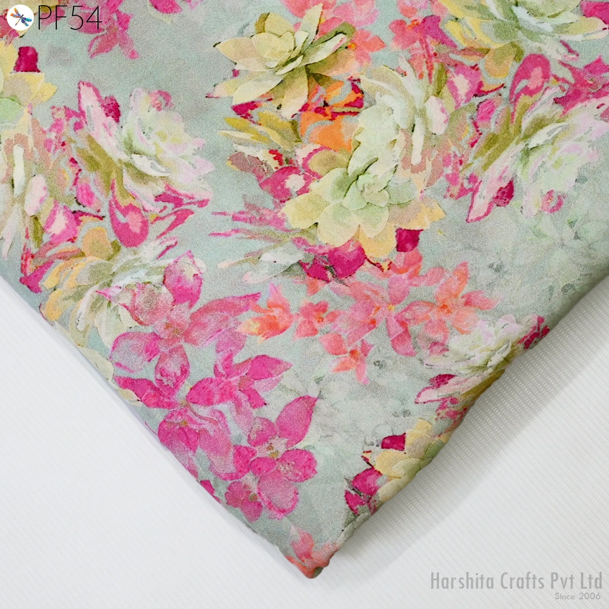 Indian Modal Satin Fabric by the Yard Flowy Soft Printed Summer Dresses Fabric Shirt Comfortable Clothing Costumes Drapery Sewing Crafting