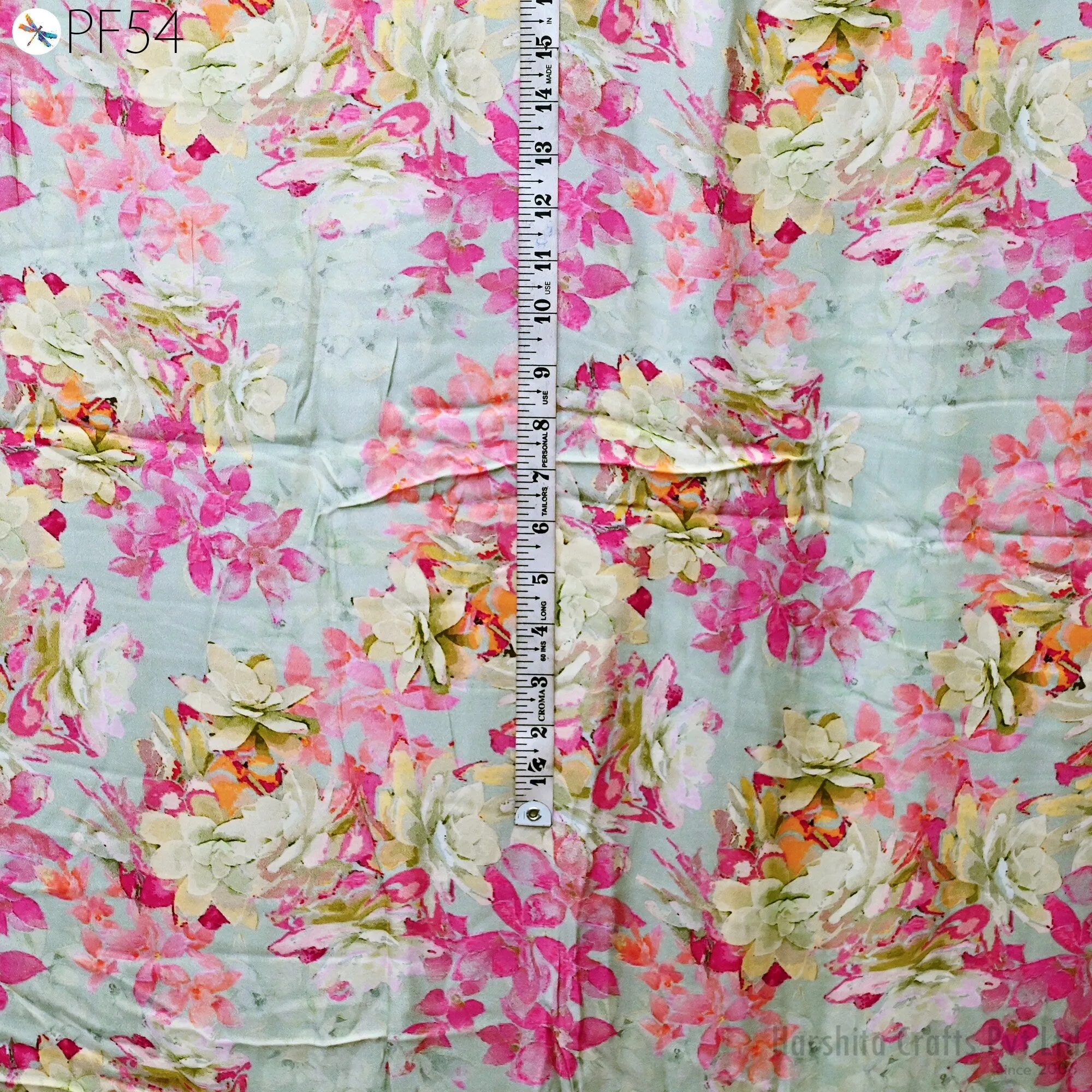 Indian Modal Satin Fabric by the Yard Flowy Soft Printed Summer Dresses Fabric Shirt Comfortable Clothing Costumes Drapery Sewing Crafting