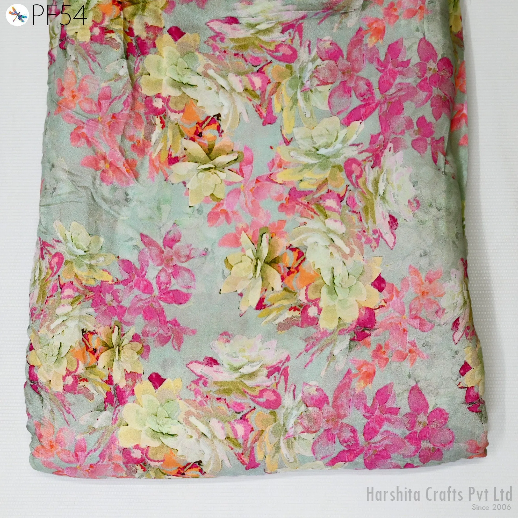 Indian Modal Satin Fabric by the Yard Flowy Soft Printed Summer Dresses Fabric Shirt Comfortable Clothing Costumes Drapery Sewing Crafting