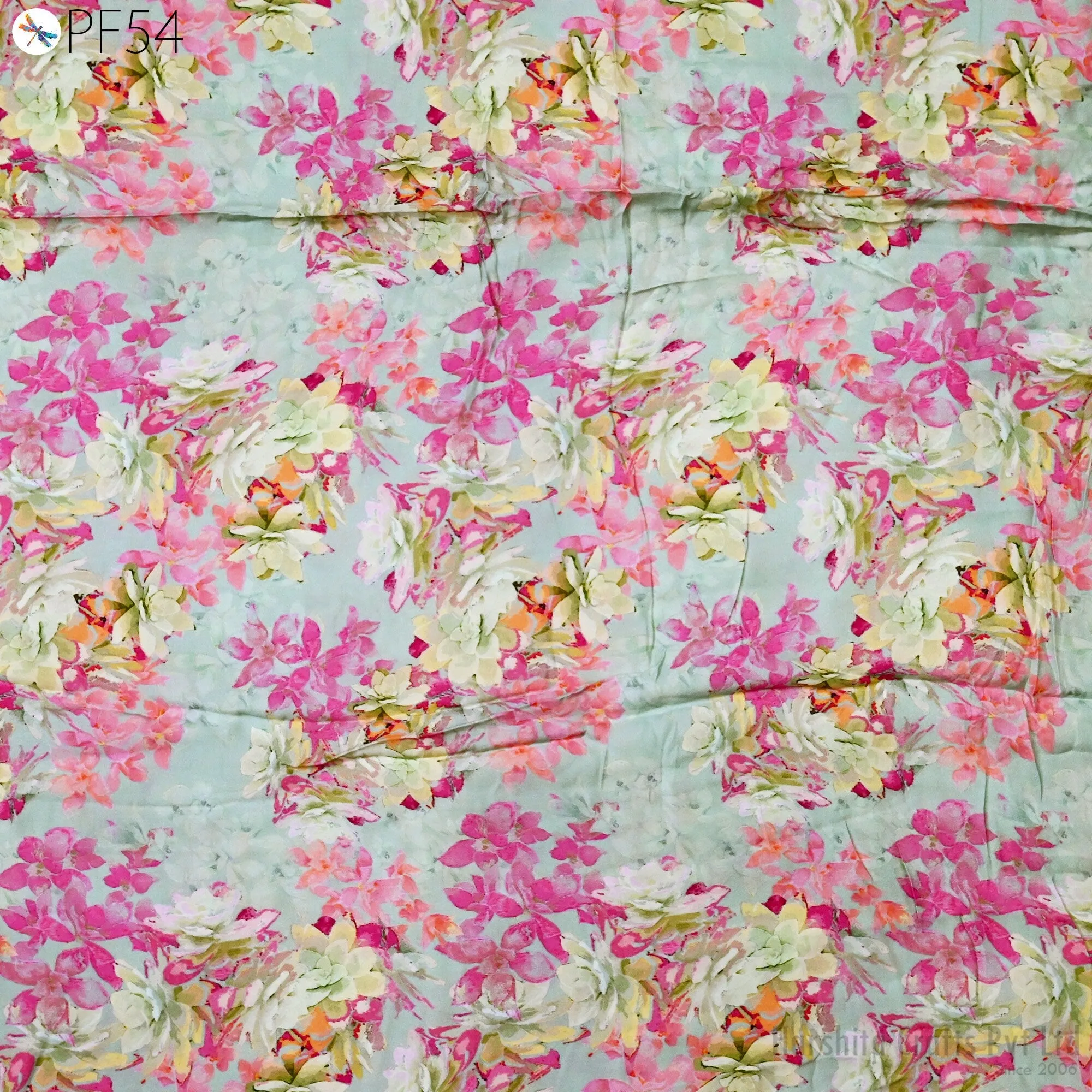 Indian Modal Satin Fabric by the Yard Flowy Soft Printed Summer Dresses Fabric Shirt Comfortable Clothing Costumes Drapery Sewing Crafting