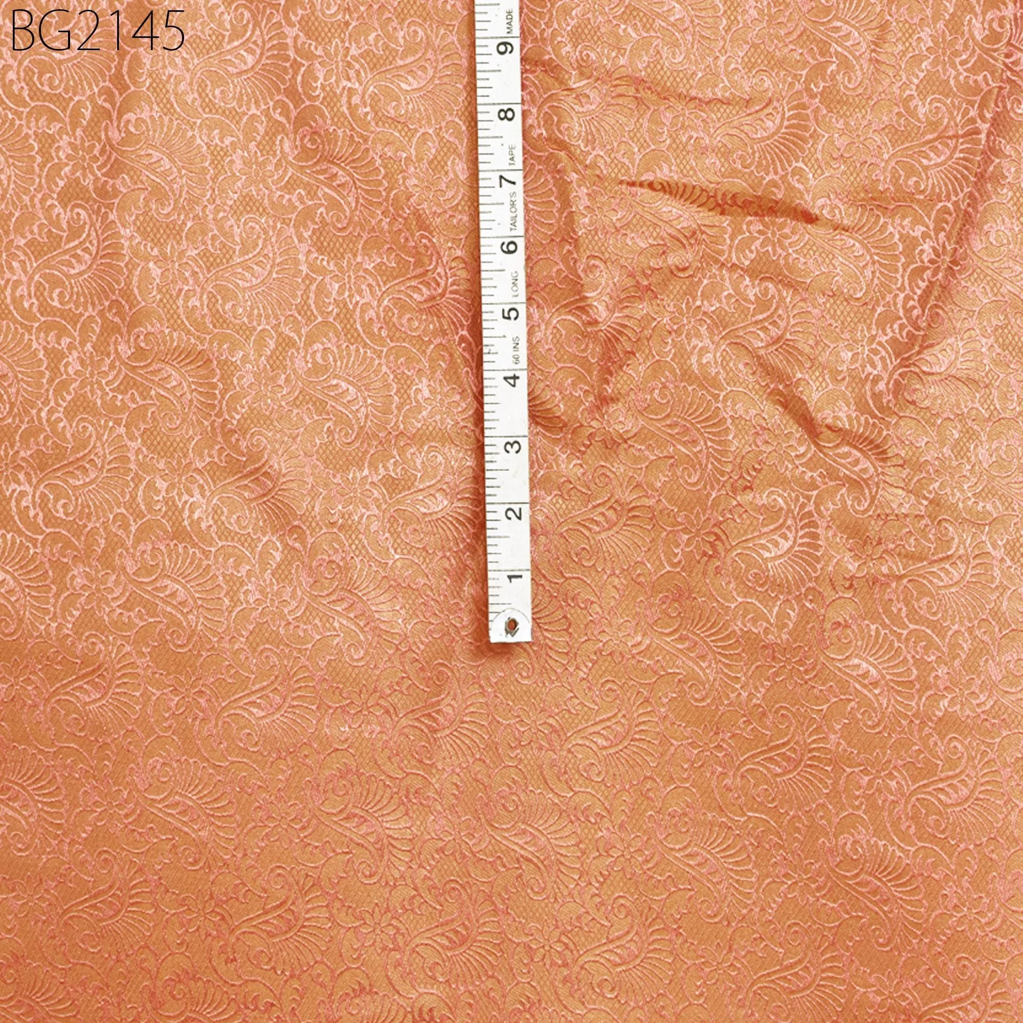 Indian Peach Gold Brocade Fabric By The Yard Banaras Wedding Dress Material Banarasi Lehenga DIY Crafting Sewing Home Decor Blouse Curtains