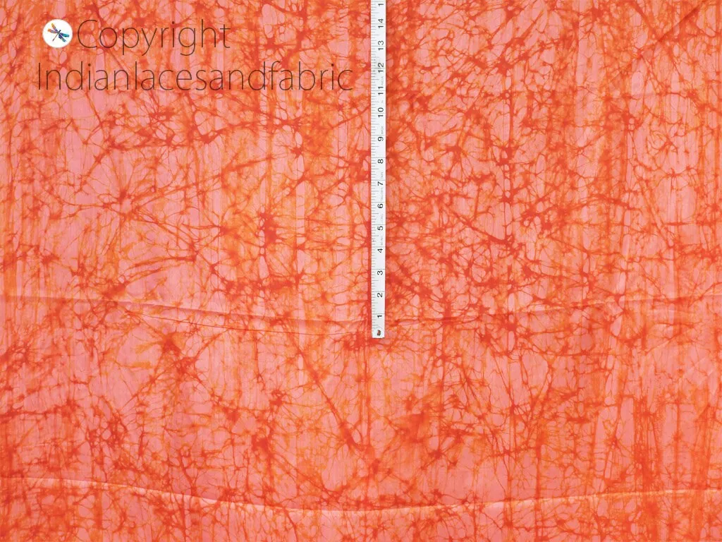 Indian Peach Soft Batik Print Pure Silk Fabric By The Yard Wedding Dresses Bridesmaids Costumes Party Dresses Pillows Covers Drapery