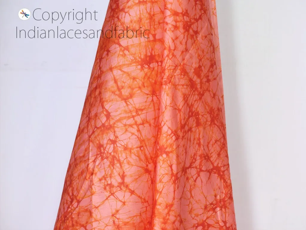 Indian Peach Soft Batik Print Pure Silk Fabric By The Yard Wedding Dresses Bridesmaids Costumes Party Dresses Pillows Covers Drapery