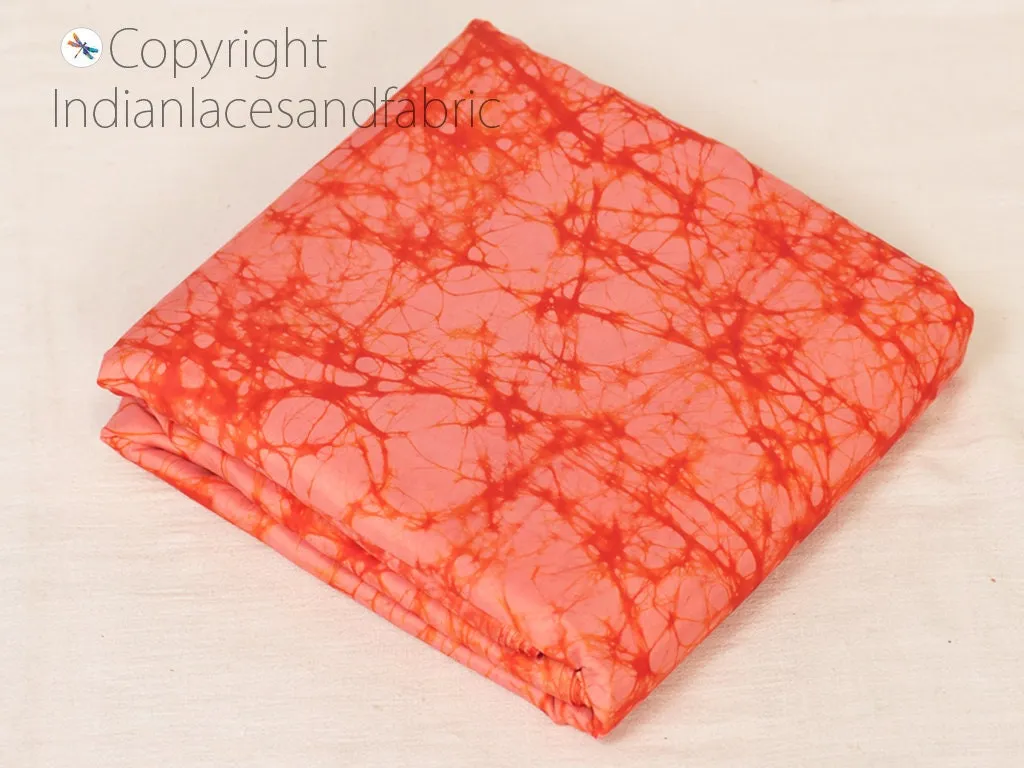 Indian Peach Soft Batik Print Pure Silk Fabric By The Yard Wedding Dresses Bridesmaids Costumes Party Dresses Pillows Covers Drapery