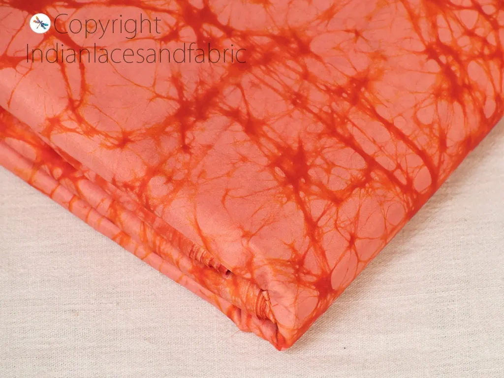 Indian Peach Soft Batik Print Pure Silk Fabric By The Yard Wedding Dresses Bridesmaids Costumes Party Dresses Pillows Covers Drapery