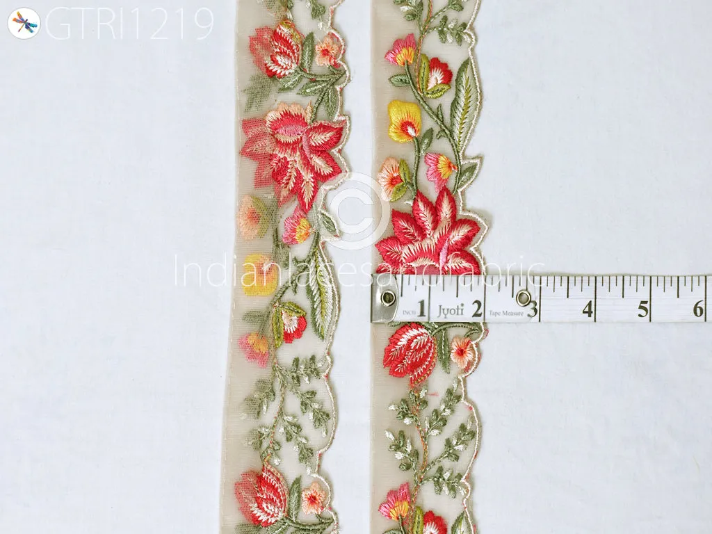Indian Scallop Edge Embroidery Trim By 3 Yard Embroidered Saree Ribbon Cushions Cover Sewing Crafting Tape Curtains Headbands Sari Border